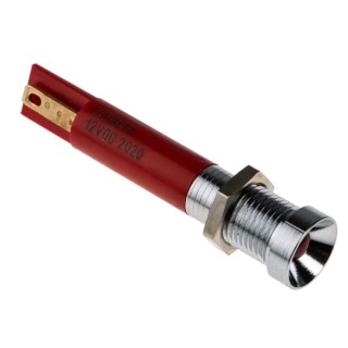 RS PRO Red Panel Mount Indicator 12V DC 20mA Solder Tab Termination Recessed Bezel 8mm 210-945