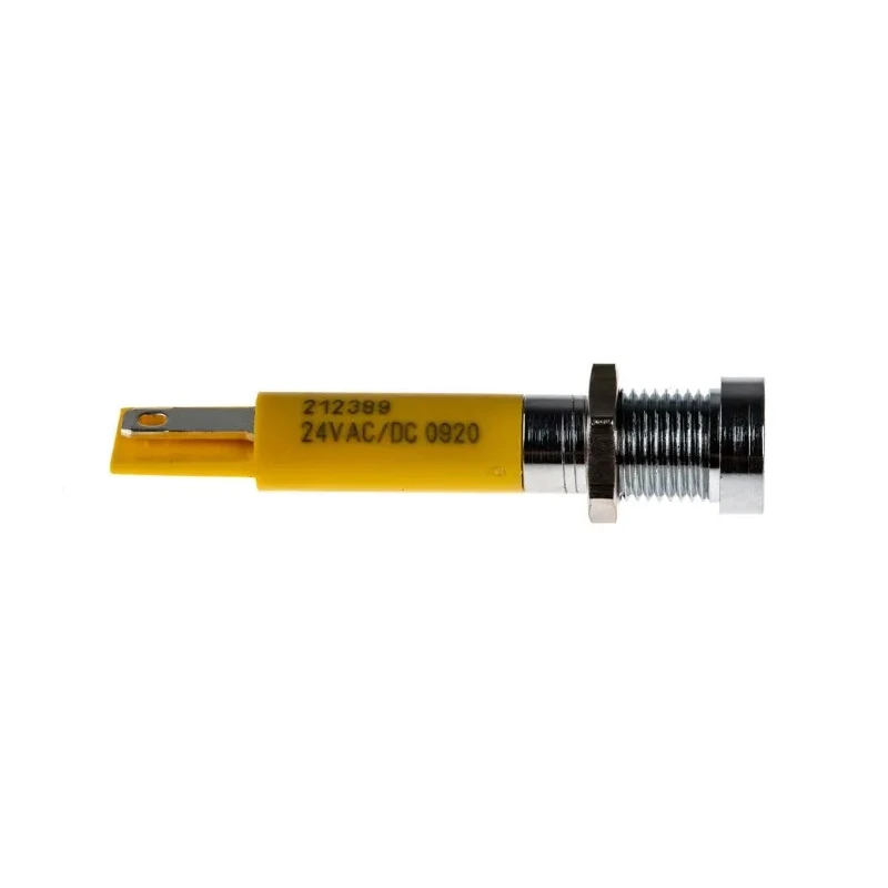 RS PRO Yellow Panel Mount Indicator 24V DC 20mA Solder Tab Termination Recessed 210-989