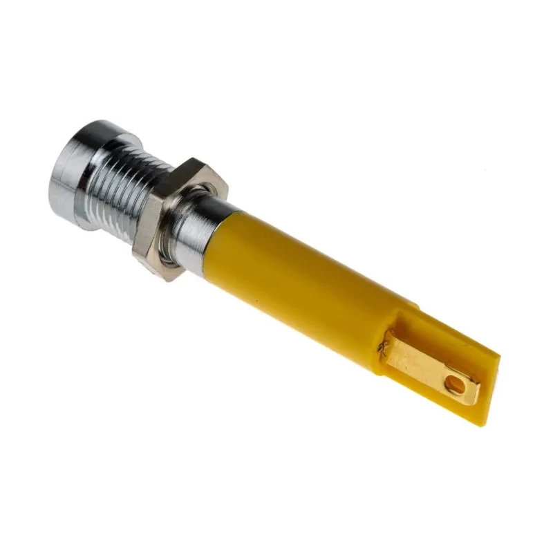 RS PRO Yellow Panel Mount Indicator 24V DC 20mA Solder Tab Termination Recessed 210-989