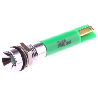 RS PRO Green Panel Mount Indicator 110V AC 6mA Solder Tab Termination Recessed 211-099