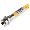 RS PRO Yellow Panel Mount Indicator 110V AC 6mA Solder Tab Termination Recessed Silver Bezel 211-077