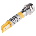RS PRO Yellow Panel Mount Indicator 110V AC 6mA Solder Tab Termination Recessed Silver Bezel 211-077