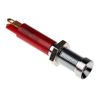 RS PRO Red Panel Mount Indicator 12V dc 20mA Solder Tab Termination Recessed Bezel 211-156