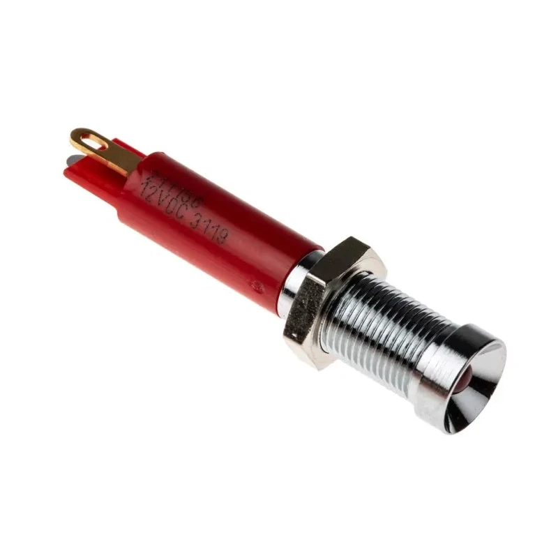 RS PRO Red Panel Mount Indicator 12V dc 20mA Solder Tab Termination Recessed Bezel 211-156