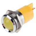 RS PRO Yellow Panel Mount Indicator 24V 20mA Solder Tab Termination Prominent Bezel 211-128