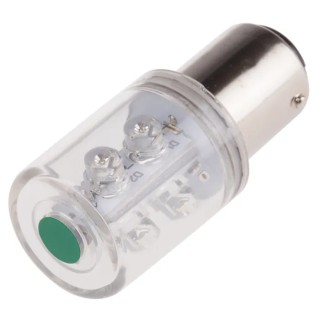 RS PRO LED Lamp Green BA15d 6 High Intensity LEDs 360° Illumination RoHS Compliant 211-184