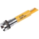 RS PRO Yellow Panel Mount Indicator 12V DC 20mA Solder Tab Recessed Bezel 211-235