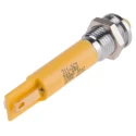 RS PRO Yellow Panel Mount Indicator, 12V DC, 20mA, Solder Tab Termination, Silver Bezel, 8mm Mount Hole 211-263