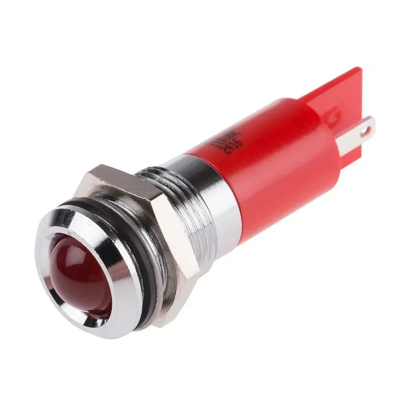 RS PRO Red Panel Mount Indicator 110V AC Solder Tab Termination IP40 Silver Bezel 211-314