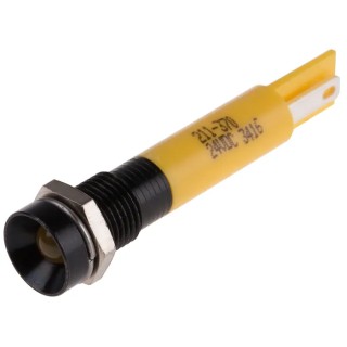 RS PRO Yellow Panel Mount Indicator 24V DC 20mA Solder Tab Termination Recessed Bezel 211-370