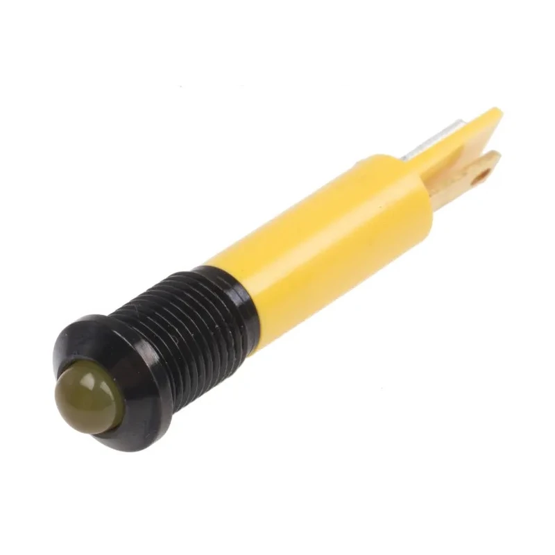 RS PRO Yellow Panel Mount Indicator LED 12V DC 20mA Solder Tab Termination Prominent Bezel 211-409