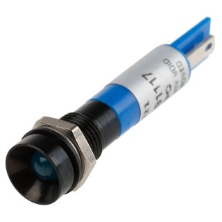 RS PRO Blue Panel Mount Indicator 24V DC 17mA Solder Tab Termination IP67 Recessed 211-421
