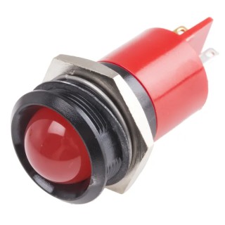 RS PRO Red Panel Mount Indicator, 24 V AC/DC, 20mA, Solder Tab Termination, Prominent Bezel 211-459