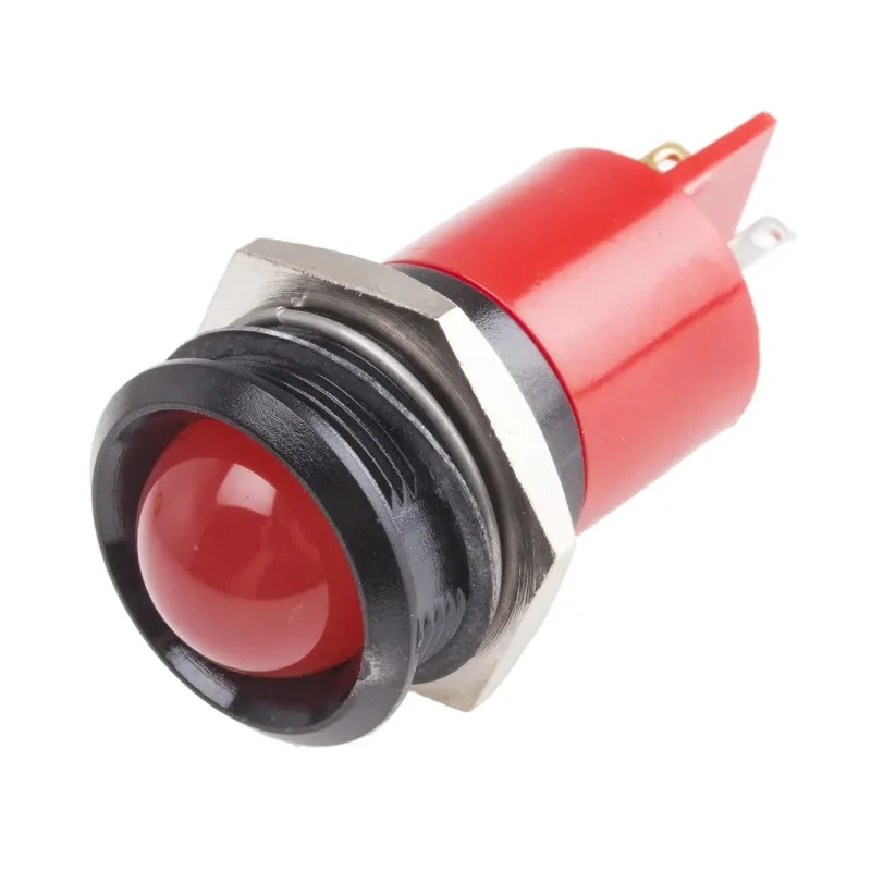 RS PRO Red Panel Mount Indicator, 24 V AC/DC, 20mA, Solder Tab Termination, Prominent Bezel 211-459