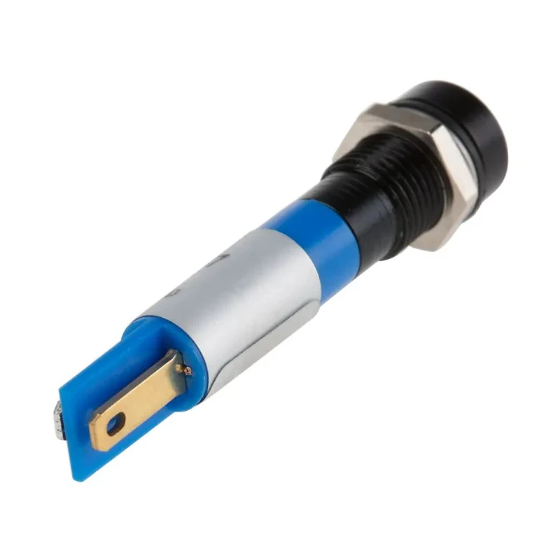 RS PRO Blue Panel Mount Indicator 24V DC 17mA Solder Tab Termination IP67 Recessed 211-421