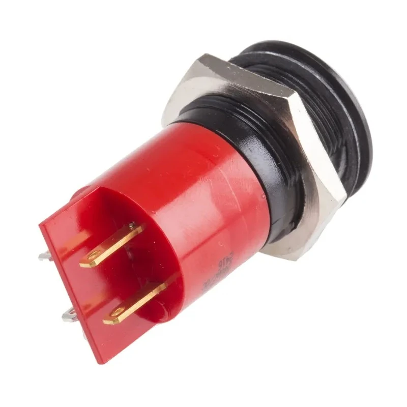 RS PRO Red Panel Mount Indicator, 24 V AC/DC, 20mA, Solder Tab Termination, Prominent Bezel 211-459