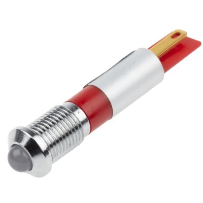 RS PRO Red Panel Mount Indicator, 24 V AC/DC, 20mA, Solder Tab Termination, IP67, Prominent Bezel 211-516