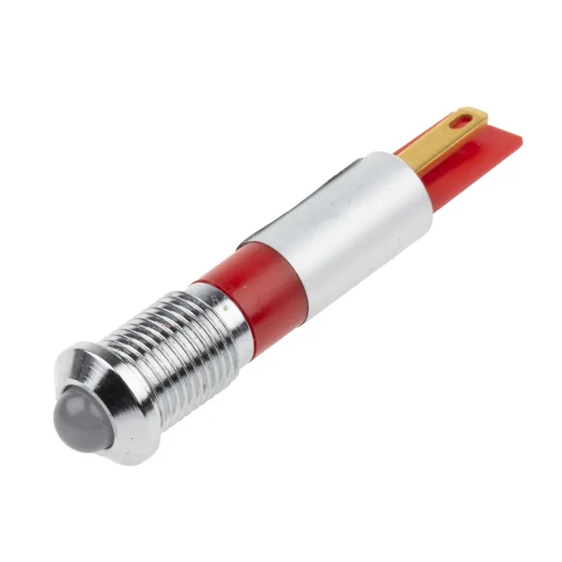 RS PRO Red Panel Mount Indicator, 24 V AC/DC, 20mA, Solder Tab Termination, IP67, Prominent Bezel 211-516