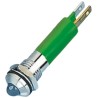 RS PRO Green Panel Mount Indicator, 24 V AC/DC, 20mA, Solder Tab Termination, IP67, Prominent Bezel, Silver, 44mm 211-522