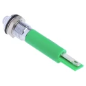 RS PRO Green Panel Mount Indicator, 24 V AC/DC, 20mA, Solder Tab Termination, IP67, Prominent Bezel, Silver, 44mm 211-522