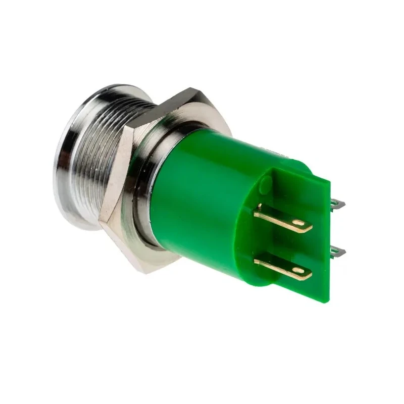 RS PRO Green Panel Mount Indicator 24 V AC/DC 20mA Solder Tab Termination Prominent Bezel 211-601