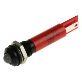 RS PRO Red Panel Mount Indicator 24 V ac/dc, 20mA, Solder Tab Termination, IP67, Prominent Bezel 211-544