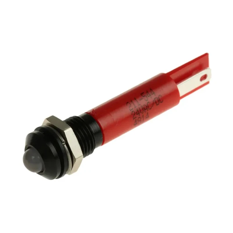 RS PRO Red Panel Mount Indicator 24 V ac/dc, 20mA, Solder Tab Termination, IP67, Prominent Bezel 211-544