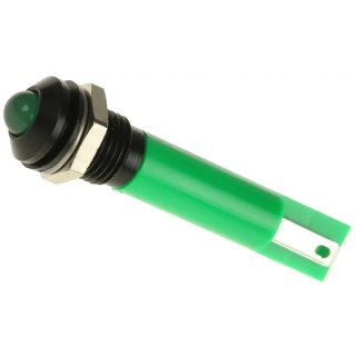 RS PRO Green Panel Mount Indicator with Prominent Bezel, IP67 Rated, 24 V AC/DC, 20mA, Solder Tab Termination 211-550