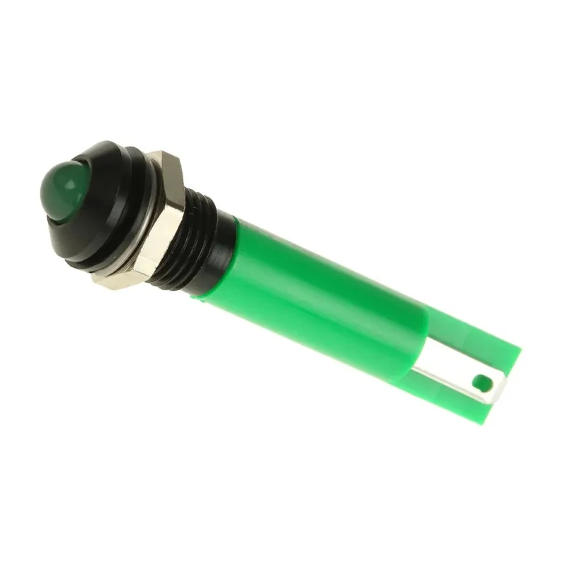 RS PRO Green Panel Mount Indicator with Prominent Bezel, IP67 Rated, 24 V AC/DC, 20mA, Solder Tab Termination 211-550