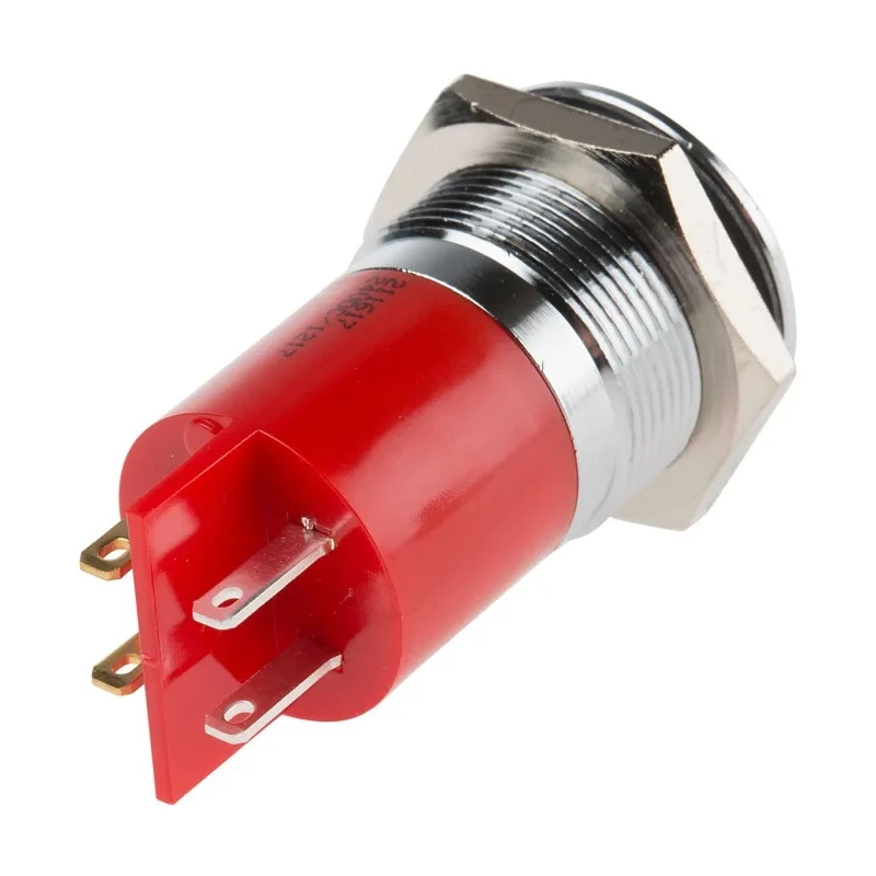 RS PRO Red Panel Mount Indicator, 24 V AC/DC, 20 mA, Prominent Silver Bezel, Solder Tab Termination 211-617
