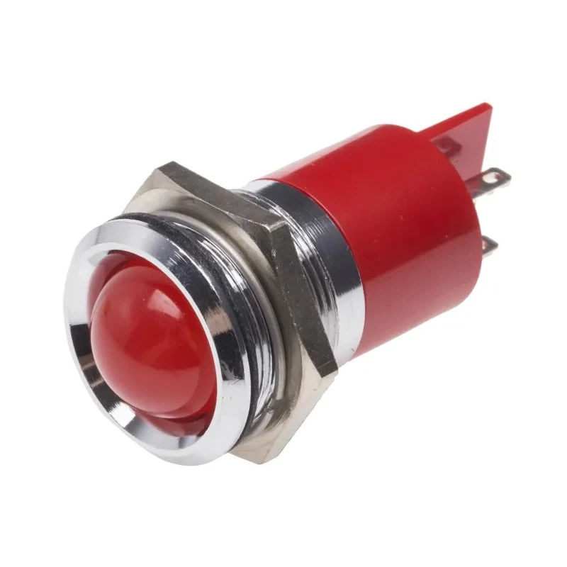 RS PRO Red Panel Mount Indicator 12V 20mA Solder Tab Termination IP67 Prominent Bezel 211-667
