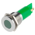 RS PRO Green Panel Mount Indicator 24 V AC/DC 20mA Solder Tab Termination IP67 Flush Bezel Silver 211-774