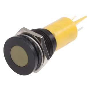 RS PRO Yellow Panel Mount Indicator 12V 20mA Solder Tab Termination Flush 211-746