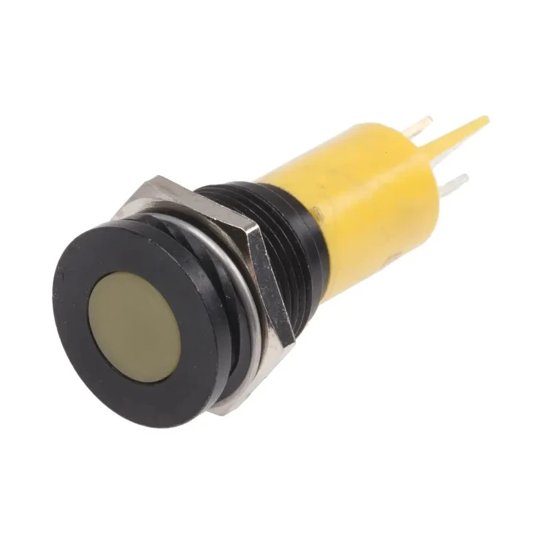 RS PRO Yellow Panel Mount Indicator 12V 20mA Solder Tab Termination Flush 211-746