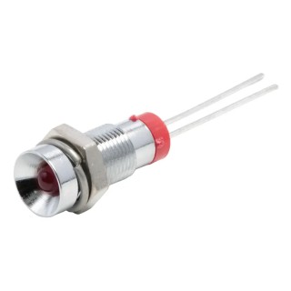 RS PRO Red Panel Mount Indicator, 2V DC, 20mA, Lead Termination, Recessed Bezel, Silver 211-780