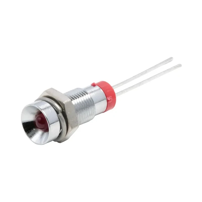 RS PRO Red Panel Mount Indicator, 2V DC, 20mA, Lead Termination, Recessed Bezel, Silver 211-780