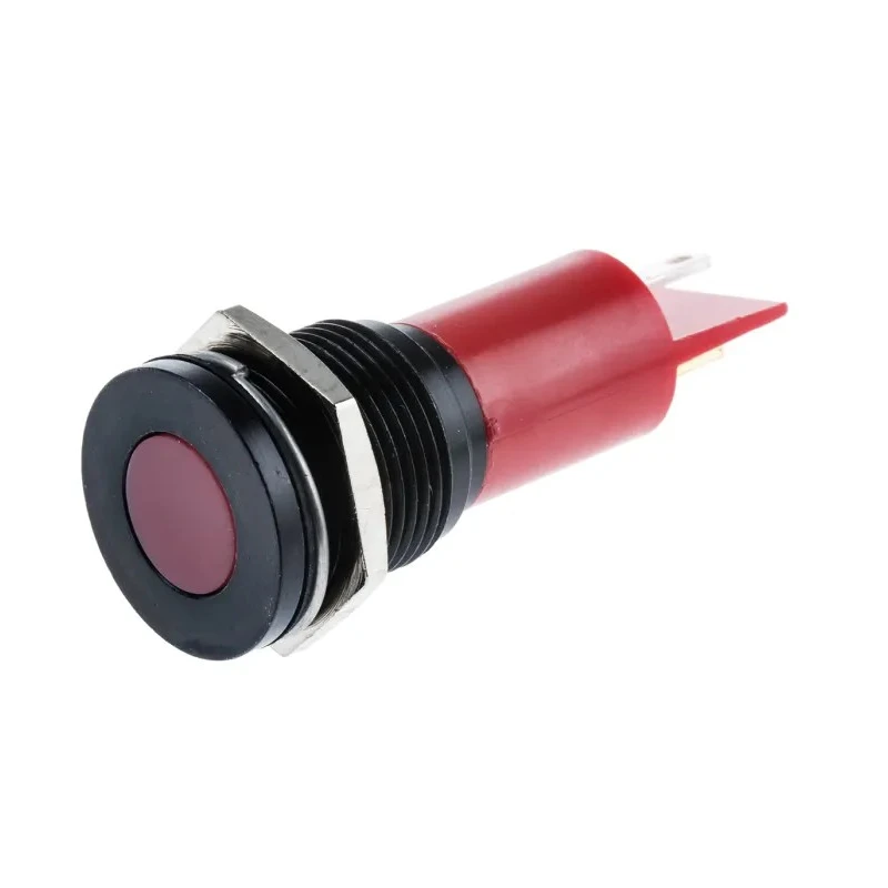 RS PRO Red Panel Mount Indicator, 12 V AC, 12 V DC, 20 mA, Solder Tab Termination, Flush Bezel 211-847