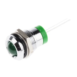 RS PRO Green Panel Mount Indicator 2V DC 20mA Prominent Bezel Silver 12 mm Mount Hole 211-948