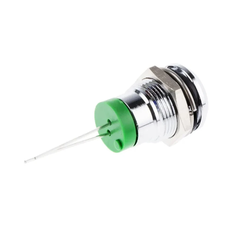 RS PRO Green Panel Mount Indicator 2V DC 20mA Prominent Bezel Silver 12 mm Mount Hole 211-948