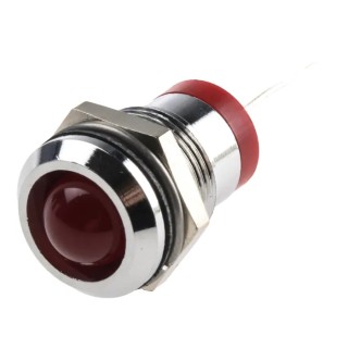 RS PRO Red Panel Mount Indicator, 2V dc, 20mA, Silver Prominent Bezel 12mm Mount Hole 211-954