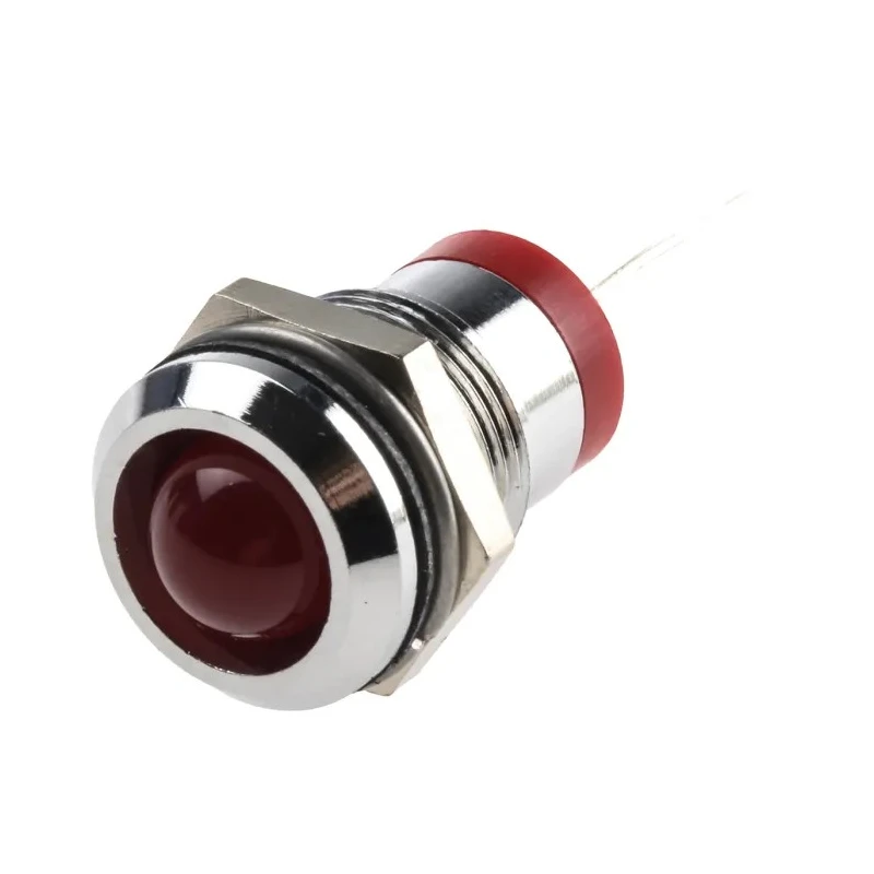 RS PRO Red Panel Mount Indicator, 2V dc, 20mA, Silver Prominent Bezel 12mm Mount Hole 211-954