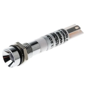 RS PRO White Panel Mount Indicator 20mA Solder Tab Termination IP67 Recessed Bezel Silver 41mm Length 212-036