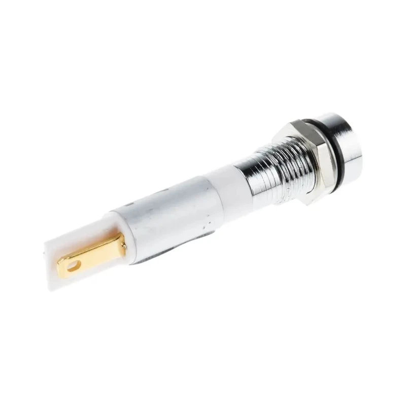 RS PRO White Panel Mount Indicator 20mA Solder Tab Termination IP67 Recessed Bezel Silver 41mm Length 212-036