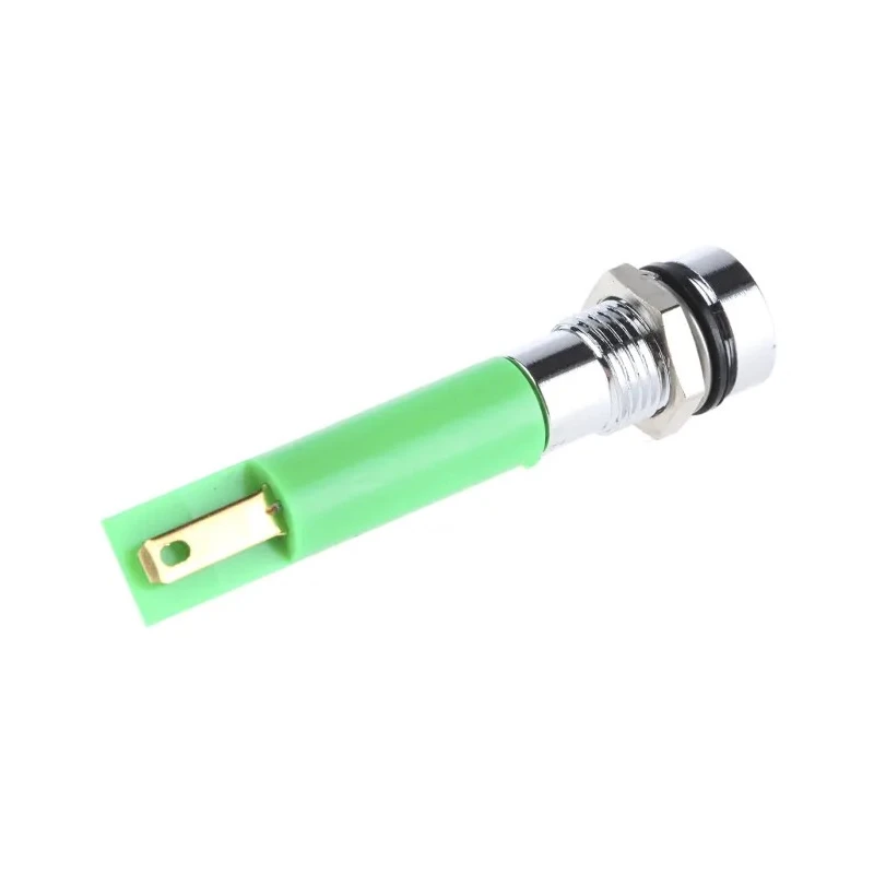 RS PRO Green Panel Mount Indicator 24V 20mA Solder Tab Termination IP67 Recessed Bezel 212-008