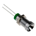 RS PRO Green Panel Mount Indicator 2V DC 20mA IP67 Recessed Bezel Silver 32mm Length 8mm Mount Hole UK IP67