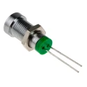 RS PRO Green Panel Mount Indicator 2V DC 20mA IP67 Recessed Bezel Silver 32mm Length 8mm Mount Hole UK IP67