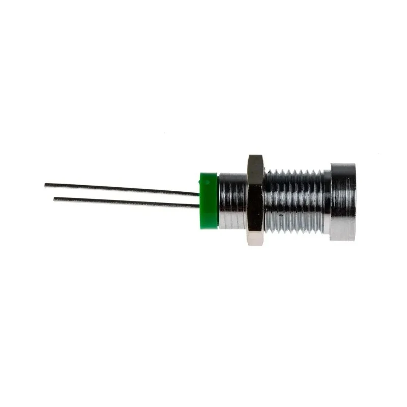 RS PRO Green Panel Mount Indicator 2V DC 20mA IP67 Recessed Bezel Silver 32mm Length 8mm Mount Hole UK IP67