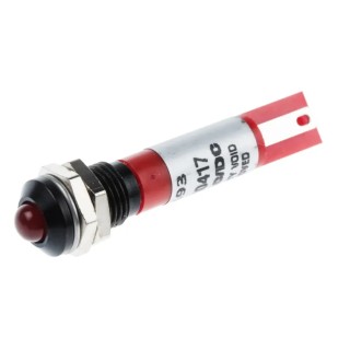 RS PRO Red Panel Mount Indicator 24V DC 17mA Solder Tab IP67 Prominent Bezel 212-193
