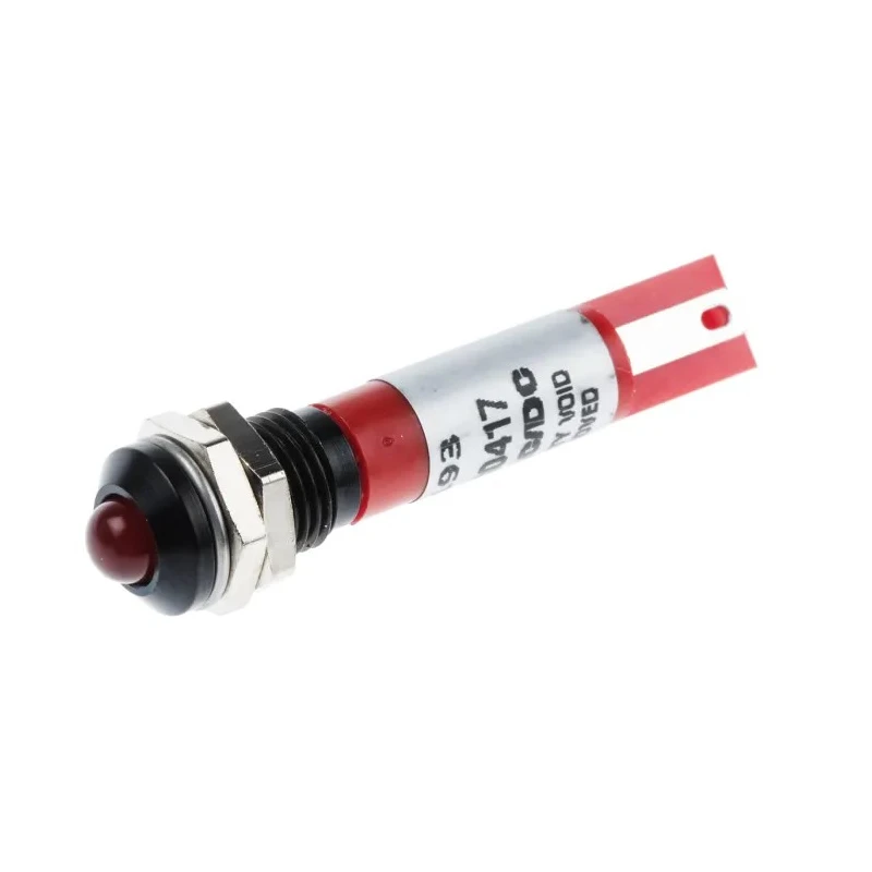 RS PRO Red Panel Mount Indicator 24V DC 17mA Solder Tab IP67 Prominent Bezel 212-193