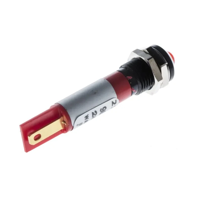 RS PRO Red Panel Mount Indicator 24V DC 17mA Solder Tab IP67 Prominent Bezel 212-193